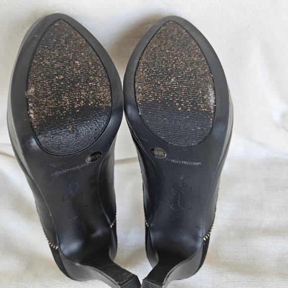 SIZE 8.5 Jessica Simpson Black Platform Zipper Trim Heels Pumps EUC - Picture 7 of 12